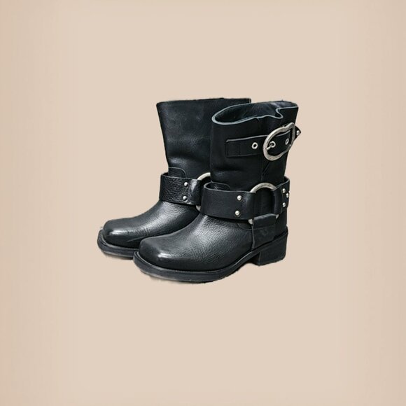 Dorothee Schumacher Black Leather Short Biker Boot - Picture 2 of 4
